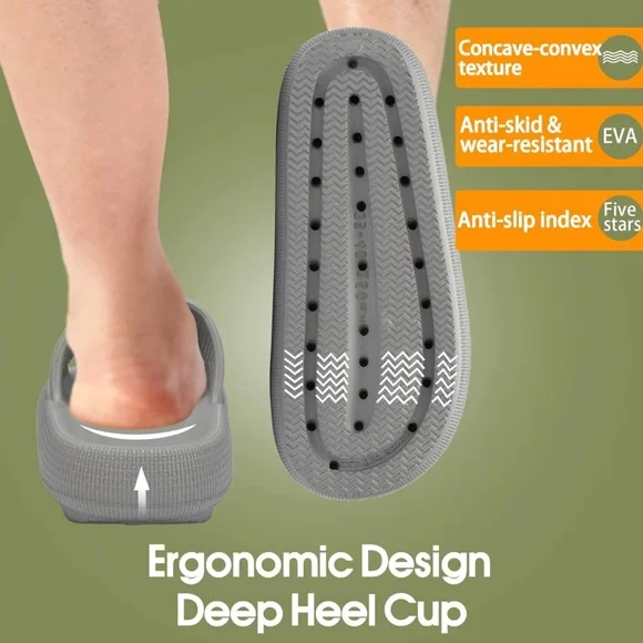 NEW EQUICK Grey Shower Pool Sandals Slippers Extra Thick Waterproof Anti-Skid - Picture 3 of 6